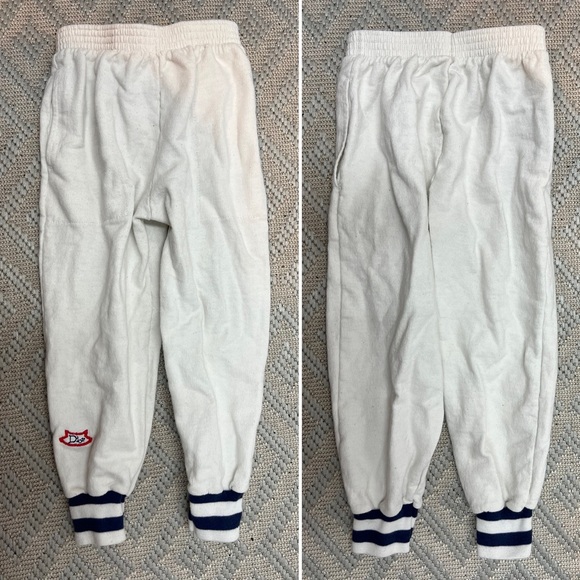 Christian Dior Toddler Boy 4T White Cotton Navy Stripe Jogger Pants 4 Vintage - Picture 1 of 6